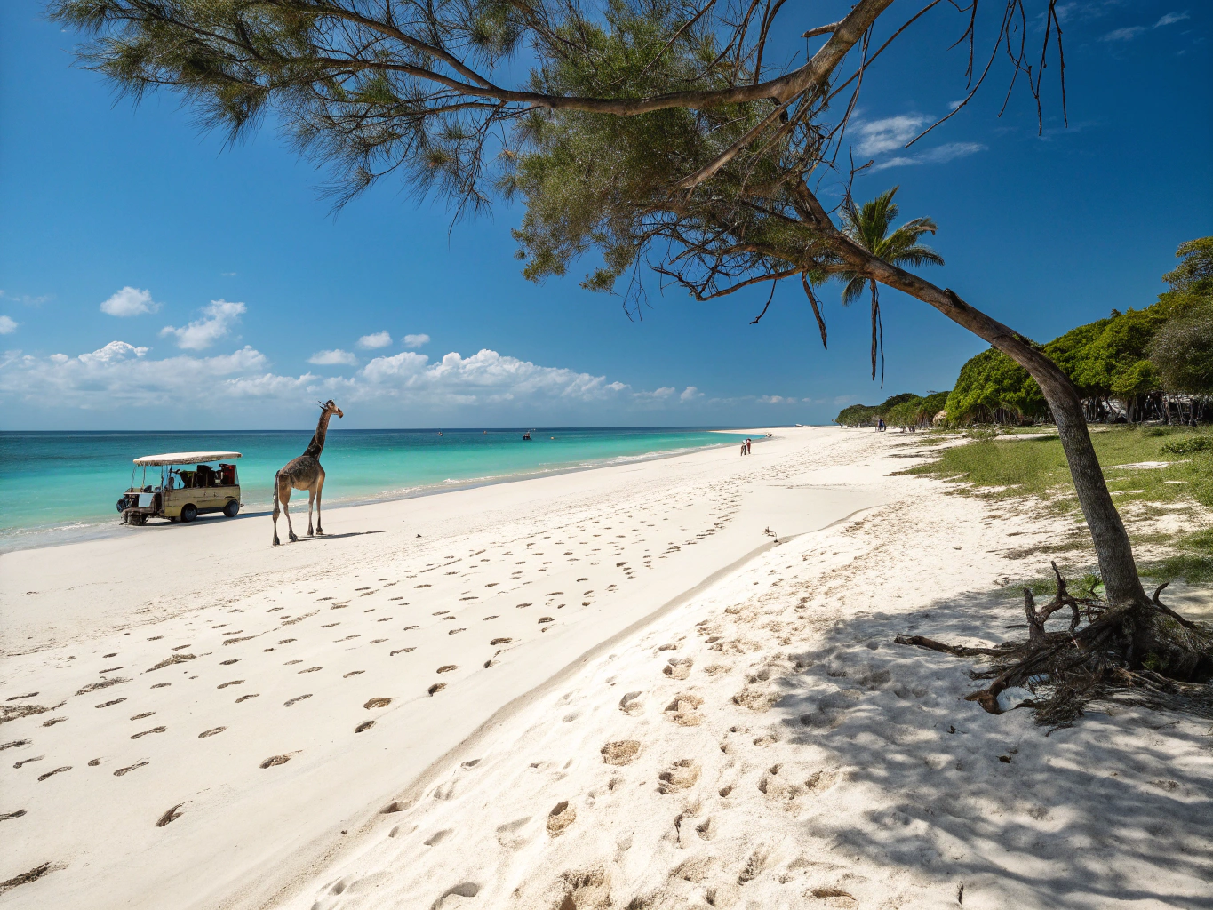 Professional tour guide discussing custom safari itinerary with travelers on Diani Beach