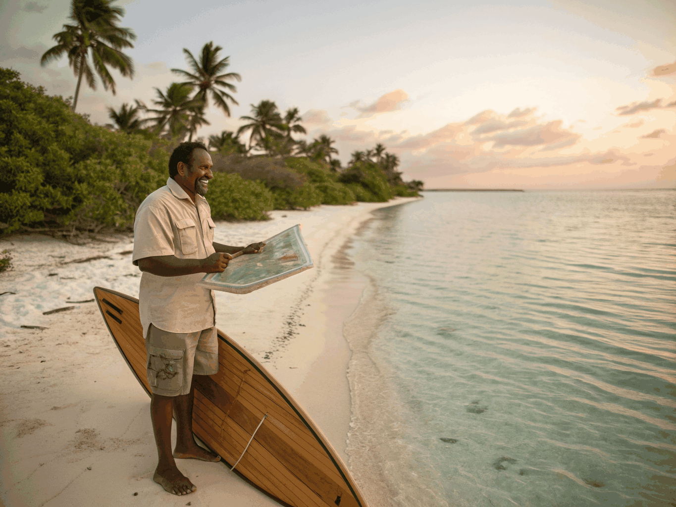 Pristine white sandbank surrounded by turquoise ocean waters