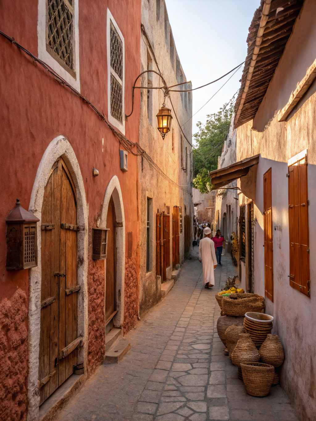 Historic architecture and narrow streets of Mombasa Old Town