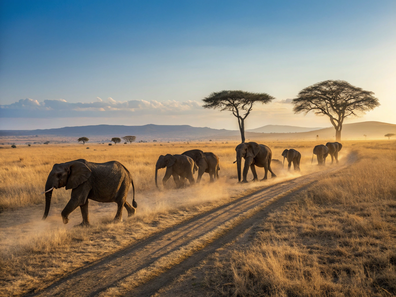 Elephant herd in Tsavo East National Park
